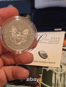 2015-W American Silver Eagle 1 oz Proof Coin OGP Box COA US Mint Gem