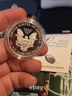 2015-W American Silver Eagle 1 oz Proof Coin OGP Box COA US Mint Gem