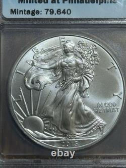 2015 (p) Silver Eagle Icg Ms69 Minted At Philadelphia Mint Mintage 79,640 Key