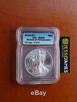 2015 (p) Silver Eagle Icg Ms69'struck At Philadelphia Mint' Mintage 79,640 Key