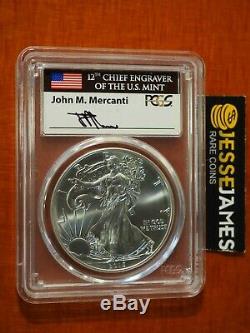 2015 (p) Silver Eagle Pcgs Ms69 Flag Mercanti Struck At Philadelphia Mint 79,640