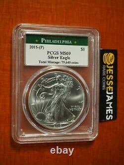 2015 (p) Silver Eagle Pcgs Ms69 Struck At Philadelphia Mint 1 Of 79,640 Key Coin