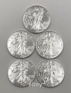 2016 American Silver Eagle Lot Of 5 Coins Gem Bu
