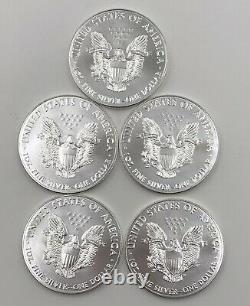 2016 American Silver Eagle Lot Of 5 Coins Gem Bu
