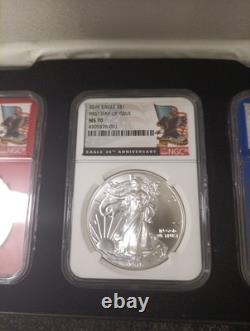 2016 American Silver Eagle Set- First Day of Issue NGC MS70 R, W, B label