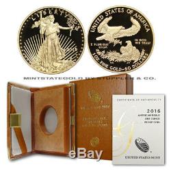 2016-W 1 oz American Gold Eagle $50 Proof 22-Karat coin OGP with Mint Box and CoA