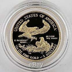 2016-W $5 American Eagle 1/10 oz. Gold Proof Coin in Mint Case & Box with COA
