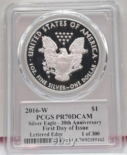 2016-W PCGS PR70DCAM $1 Silver Eagle Mint Director's FDOI 30th Anniversary 1/300