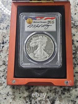 2016 West Point Silver Eagle 30th Anniversary M. Reagan Signed Pr69dcam