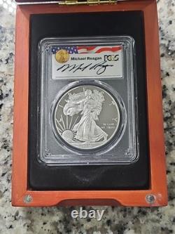 2016 West Point Silver Eagle 30th Anniversary M. Reagan Signed Pr69dcam