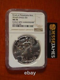 2016 (p) $1 American Silver Eagle Ngc Ms70 Struck At Philadelphia Mint Label