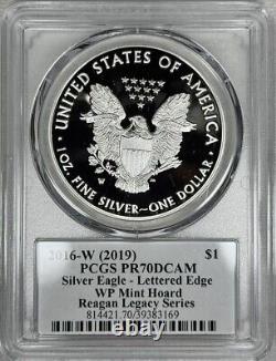 2016-w (2019) Silver Eagle Pcgs Pr70dcam Lettered Edge Wp Mint Hoard Reagan D210