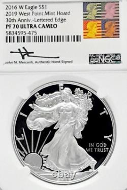 2016-w Silver Eagle? Ngc Pf70? Mercanti Signed? From 2019 Wp Mint Hoard