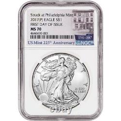 2017 (P) American Silver Eagle NGC MS70 First Day Issue 225th Label