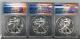 2017 P S W American Silver Eagle Anacs Ms69 3-coin Mint State Set July Labels
