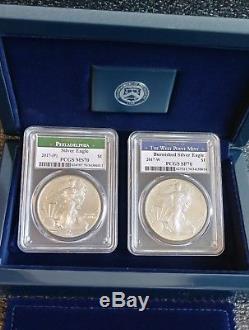 2017 (P) & W. Mint Silver American Eagles PCGS MS70 and Burnished PCGS SP70