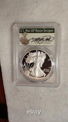 2017 S Pcgs Pr70 Dcam Silver Eagle Thomas Cleveland Congratulations Set $1 Coin