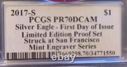 2017-S SILVER EAGLE LIMITED EDITION MINT ENGRAVER Pop 62 PR70DCAM FDOI MERCANTI