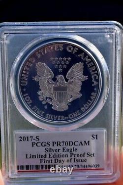 2017-S Silver Eagle $1 PCGS PR70 DCAM FDOI Mercanti Limited Edition Proof Set