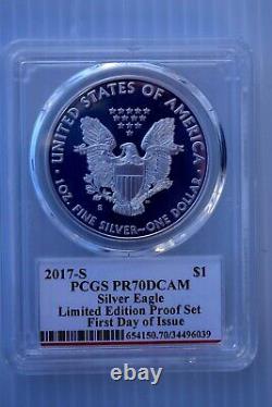 2017-S Silver Eagle $1 PCGS PR70 DCAM FDOI Mercanti Limited Edition Proof Set