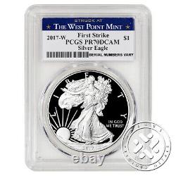 2017 S & W $1 1oz Proof Silver Eagle Pcgs Pr70 Dcam First Strike 2 Coins Lot