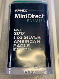 2017 Silver Eagle Roll (20) Coins CH/GEM BU Mint Direct Sealed Eagle Dollars. 999