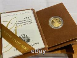 2017 US Mint Proof American Eagle 1/4 ounce Gold Coin withcertificate and box