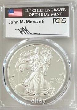 2017-W SILVER EAGLE PCGS PR70DCAM First Day of Issue Mercanti Signature