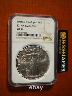 2017 (p) Silver Eagle Ngc Ms70 Struck At Philadelphia Mint Brown Label