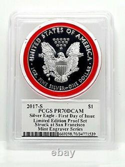 2017-s Silver Eagle? Rare Pop 50? Mercanti Signed? Pcgs Pr70 Fdoi