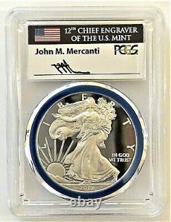 2017-w Mint Engraver Silver Eagle-west Point Mint Hoard-pcgs Pr70-mercanti-flag