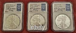 2017-w Silv Eagle 9-proof Set Ngc Pf70 Uc Fdi Mercanti/jones/moy Location Labels