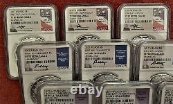 2017-w Silv Eagle 9-proof Set Ngc Pf70 Uc Fdi Mercanti/jones/moy Location Labels