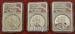 2017-w Silv Eagle 9-proof Set Ngc Pf70 Uc Fdi Mercanti/jones/moy Location Labels