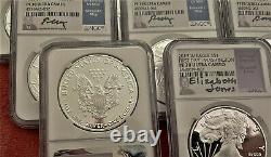 2017-w Silv Eagle 9-proof Set Ngc Pf70 Uc Fdi Mercanti/jones/moy Location Labels