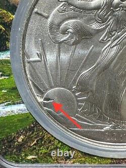 2018 $1 American Silver Eagle Mint Error NGC MS 69 Obverse Struck Thru