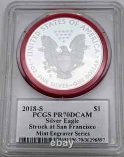 2018-S Silver Eagle PCGS PR70 DCAM Mint Engraver Series Mercati Flag Label