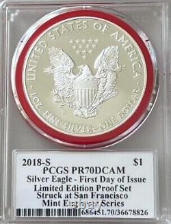 2018 S Silver Eagle PR70 Mint Engraver Series Mercanti Flag LIMITED EDIITON FDI
