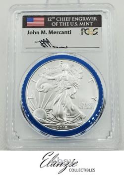 2018-W (2020) American Silver Eagle Burnished PCGS SP70 Mint Engraver Mercanti