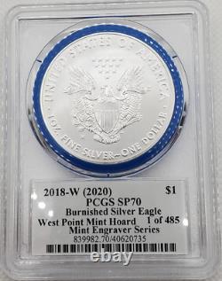 2018-W (2020) American Silver Eagle Burnished PCGS SP70 Mint Engraver Mercanti