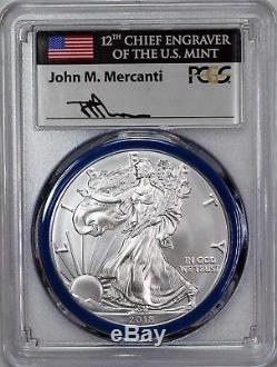 2018 W Burnished Silver Eagle PCGS SP70 First Day Issue Mercanti Mint Engraver