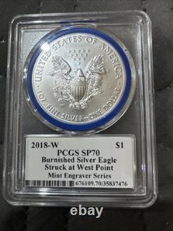2018 W Burnished Silver Eagle PCGS SP70 John Mercanti Mint Engravers Series