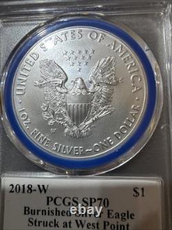 2018 W Burnished Silver Eagle PCGS SP70 John Mercanti Mint Engravers Series