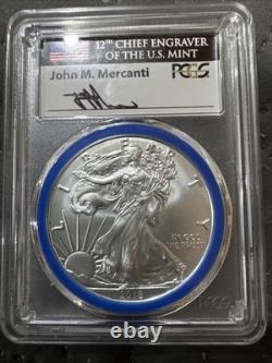 2018 W Burnished Silver Eagle PCGS SP70 John Mercanti Mint Engravers Series