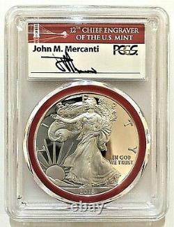 2018-s Mint Engraver Silver Eagle-pcgs Pr70-fdoi-mercanti-ana Show-pop 100