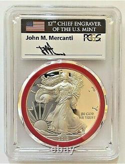 2018-s Mint Engraver Silver Eagle-pcgs Pr70-fdoi-mercanti-population Only 200