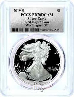 2019 $1 S Proof Silver Eagle Mint locations 3 Coin Set PCGS PR70 DCAM FDOI