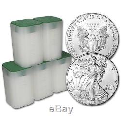 2019 American Silver Eagle 1 oz $1 5 Rolls 100 BU Coins in 5 Mint Tubes