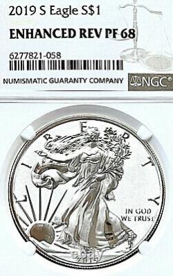 2019-S ENHANCED REVERSE PROOF SILVER EAGLE NGC PF-68 WithOGP