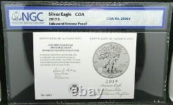 2019 S Reverse Proof Silver Eagle NGC Graded PF 69 With COA & Mint Box